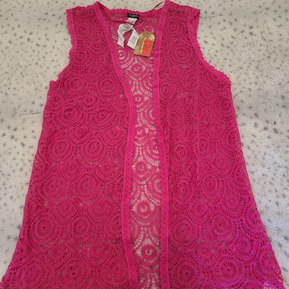 Women's Pink Lace Swim Coverup